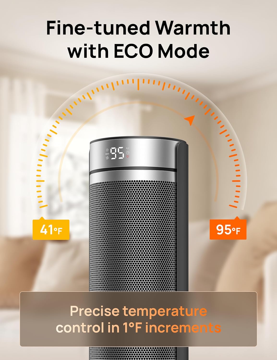Dreo Space Heater for Large Room, 23 Inch Electric Heaters for Indoor Use, 8 Safe Protection Tower, 70° Oscillation, PTC Ceramic with Thermostat and Remote, Quiet, 12H Timer, Bedroom, Office